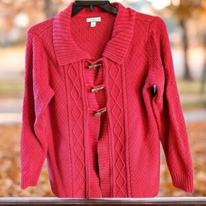 Red Croft & Barrow 3 Toggle Buttons Cardigan size XL